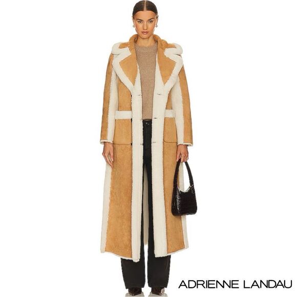 Adrienne Landau *NWT* Revolve Faux Shearling Suede Reversible Coat Camel & Ivory - Picture 1 of 7